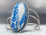 Towering Vintage Native American Navajo Denim Lapis Sterling Silver Bracelet Cuff-Nativo Arts