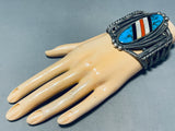 One Of The Best Ever Vintage Native American Navajo Inlay Turquoise Sterling Silver Bracelet-Nativo Arts