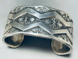 Heavy 121 Grams Lightning Bolt Vintage Native American Navajo Sterling Silver Bracelet-Nativo Arts