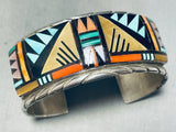 6.5 Inch Wrist Vintage Zuni Extreme Inlay Sterling Silver Bracelet-Nativo Arts