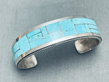 Rickell Booqua Native American Zuni Blue Gem Turquoise Sterling Silver Bracelet-Nativo Arts