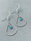 Hand Twisted Rope Vintage Native American Navajo Teardrop Turquoise Sterling Silver Earrings-Nativo Arts
