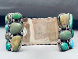Jamie Kee 116 Grams Vintage Native American Navajo Green Turquoise Sterling Silver Bracelet-Nativo Arts