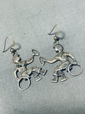 Outstanding Vintage Native American Navajo Sterling Silver Hoop Dancer Earrings-Nativo Arts