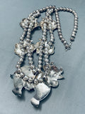 Cow Turquoise Vintage Native American Navajo Sterling Silver Squash Blossom Necklace Old-Nativo Arts