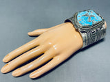 180 Grams Native American Navajo Turquoise Huge Sterling Silver Bracelet Cuff-Nativo Arts