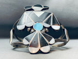 Towering Vintage Zuni Thunderbird Inlay Sterling Silver Bracelet-Nativo Arts