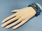 Tigers Eye Cla!! Vintage Native American Navajo Turquoise Sterling Silver Bracelet-Nativo Arts