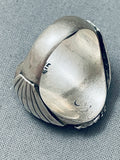 Huge Heavy Vintage Native American Navajo Eagle Sterling Silver Turquoise Ring