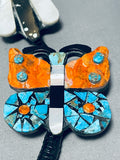 Gasp!! Santo Domingo Inlay Bug Turquoise Sterling Silver Necklace-Nativo Arts