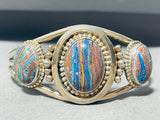 Rare Vintage Native American Navajo Calsilica Sterling Silver Bracelet Cuff-Nativo Arts