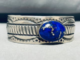 Heavy Lapis Moon Vintage Native American Navajo Sterling Silver Bracelet Cuff-Nativo Arts