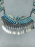 One Of The Finest Vintag Native American Zuni Turquoise Sterling Silver Dangling Necklace-Nativo Arts