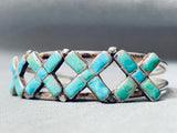 X Marks The Spot Vintage Native American Zuni Turquoise Inlay Sterling Silver Bracelet-Nativo Arts