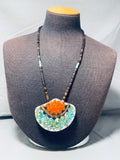 Early Vintage Native American Kewa Santo Domingo Turquoise Shell Sterling Silver Necklace-Nativo Arts