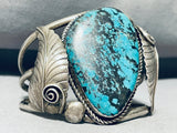 Monstrous Vintage Native American Navajo Basalt Turquoise Sterling Silver Bracelet-Nativo Arts