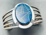 One Of The Best Vintage Native American Navajo Lapis Inlay Sterling Silver Bracelet-Nativo Arts
