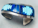 6 Inch Wrist Vintage Native American Navajo Turquoise Lapis Sterling Silver Bracelet-Nativo Arts