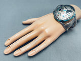 6.5 Inch Wrist Vintage Native American Navajo Charlie Bowie Sterling Silver Turquoise Bracelet-Nativo Arts
