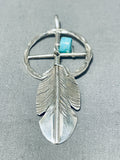 Ben Begaye Native American Navajo Turquoise Sterling Silver Dreamcatcher Pendant-Nativo Arts