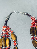 Amazing Vintage Navajo Tigers Eye Spiny Oyster Shell Sterling Silver Necklace-Nativo Arts