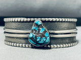 Fascinating Native American Navajo Godber Turquoise Chunk Sterling Silver Bracelet-Nativo Arts