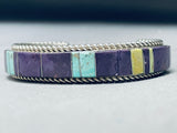 6.5 Inch Wrist Native American Navajo Turquoise Sugulite Sterling Silver Bracelet-Nativo Arts