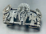 One Of The Most Unique Vintage Kachina Sterling Silver Bracelet Cuff-Nativo Arts