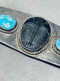 300 Million Year Old Trilobite! Vintage Native American Navajo Turquoise Sterling Silver Pin!-Nativo Arts