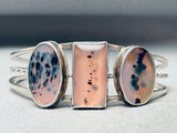 Spotted Pink Stones Vintage Native American Navajo Sterling Silver Bracelet-Nativo Arts