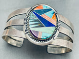 One Of The Best Vintage Native American Navajo Inlay Turquosie Sterling Silver Bracelet-Nativo Arts