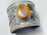 142 Grams Huge Vintage Southwest Tiger's Eye Sterling Silver Bracelet-Nativo Arts