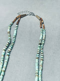 Green Heishi Turquoise Navajo Sterling Silver Necklace
