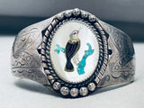 Bird Of Inlay Vintage Navajo Turquoise Sterling Silver Bracelet-Nativo Arts