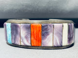 Most Beautiful Purple Vintage Native American Navajo 6.5 Inch Wrist Sterling Silver Bracelet-Nativo Arts