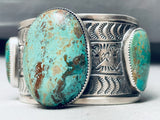 117 Grams Heavy Native American Navajo Green Turquoise Sterling Silver Bracelet-Nativo Arts