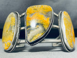 Massive Native American Navajo Signed 3 Honeybee Sterling Silver Bracelet-Nativo Arts