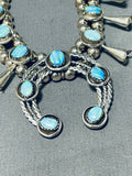 Dropdead Fab Vintage Native American Navajo Turquoise Sterling Silver Squash Blossom Necklace-Nativo Arts