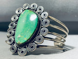 Swirls And Green Turquoise Vintage Native American Navajo Sterling Silver Bracelet-Nativo Arts