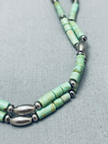 Superior Vintage Native American Navajo Tubed Green Turquoise Sterling Silver Necklace-Nativo Arts