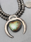Opulent Vintage Native American Navajo Royston Turquoise Sterling Silver Squash Blossom Necklace-Nativo Arts