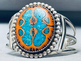 The Most Unique Vintage Native American Navajo Turquoise Walnut Inlay Sterling Silver Bracelet-Nativo Arts
