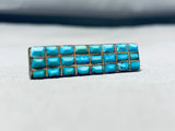 Eye Catching Vintage Native American Zuni Blue Gem Turquoise Sterling Silver Tie Tack-Nativo Arts