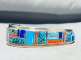 Wil Yazzie Vintage Native American Navajo 6' Wrist Sterling Silver Inlay Turquoise Bracelet-Nativo Arts