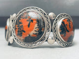 Cross In The Petrified Wood Vintage Native American Navajo Sterling Silver Bracelet-Nativo Arts