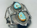 Tower Of Rare Turquoise!! Vintage Native American Navajo Old Deposit Sterling Silver Bracelet-Nativo Arts