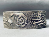 Highly Detailed Vintage Native American Navajo Sterling Silver Hand Bracelet