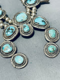 Gasp! Vintage Native American Navajo Dry Creek Turquoise Sterling Silver Squash Blossom Necklace-Nativo Arts