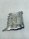 Traditional Vintage Native American Navajo Sterling Silver Weaver Pin-Nativo Arts