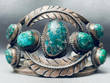 One Of Best Ever Vintage Native American Navajo Leaf Green Turquoise Sterling Silver Bracelet-Nativo Arts